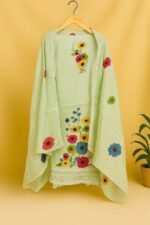 Pastel Green Floral Embroidered Unstitched Suit Set with Dupatta